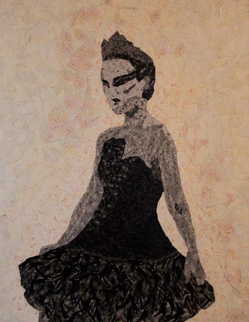 Black Swan, Collage, 22"x28", 2011, A rendering of “Nina,” of Black Swan (2010) by Darren Aronofsky.