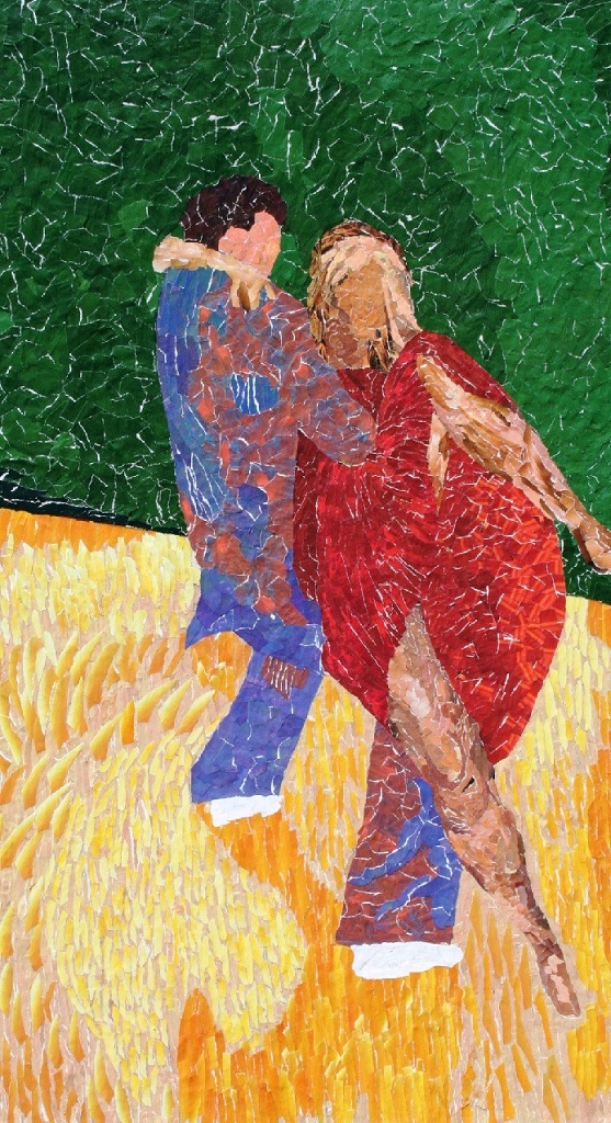 Dancers, Collage, 24"x40", 2008, A rendering of a couple performing the tango.